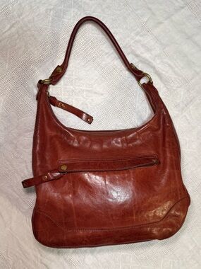Frye Melissa Hobo Bag Shoulder Bag Washed Leather Cognac~ Like New